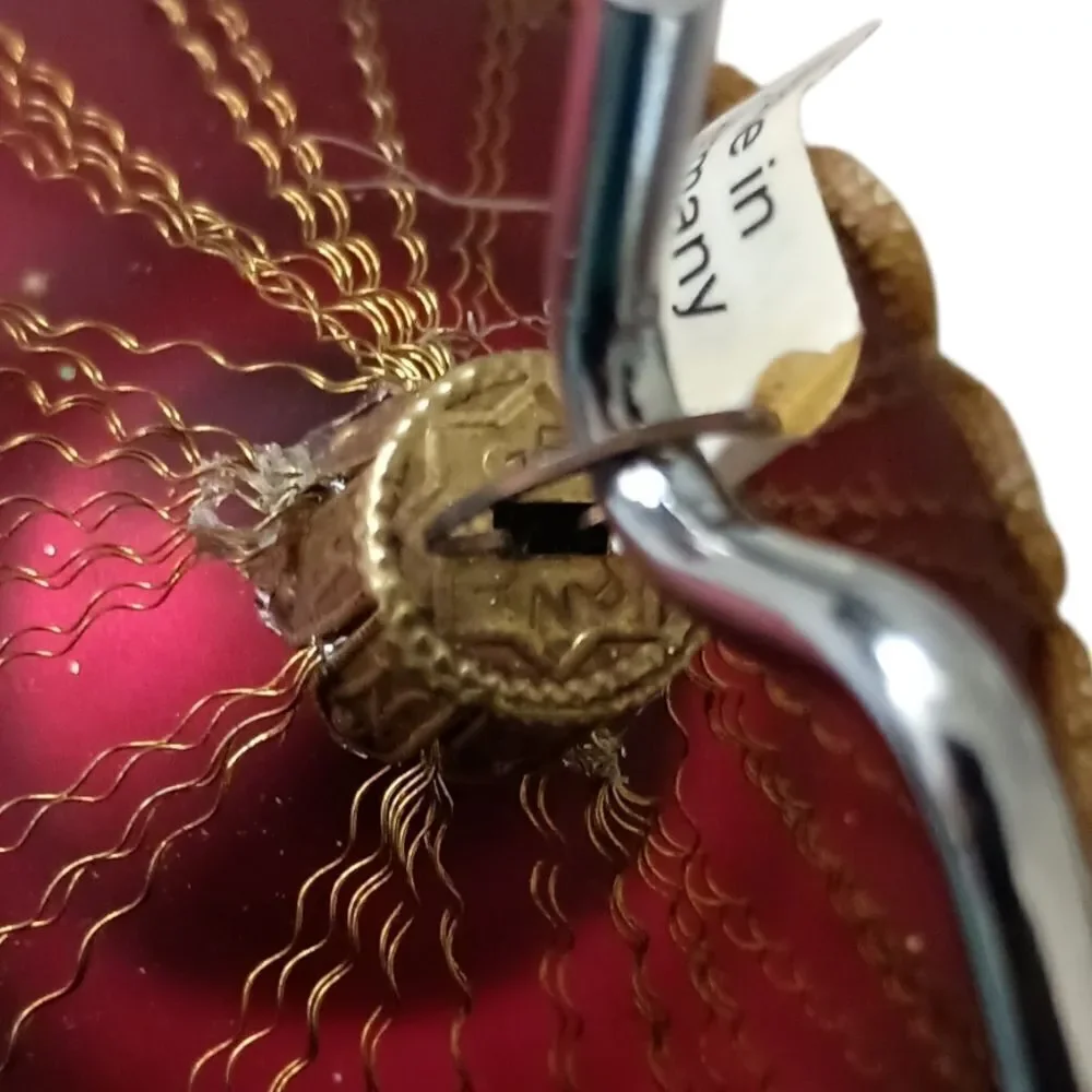 Hand Blown Glass Onion Shaped Ornament Fine Gold Chain Wrapped Victorian Germany